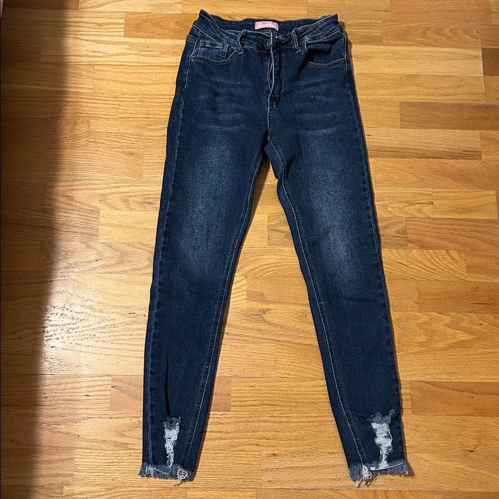 BAMBOO Women's Deep Blue Skinny Jeans